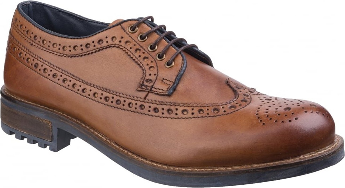 Thumbnail - Cotswold Mens Poplar Brogue Leder Kleid Schuhe (Tan)