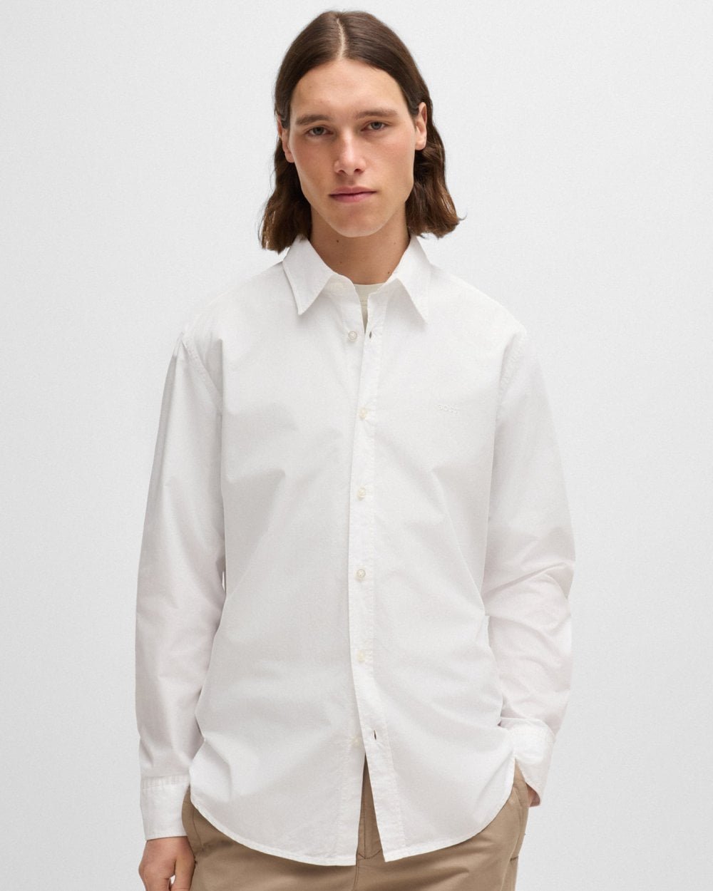 Thumbnail - BOSS Orange Relegant 6 Herren Regular-Fit Hemd aus Baumwoll-Popeline mit Kent-Kragen