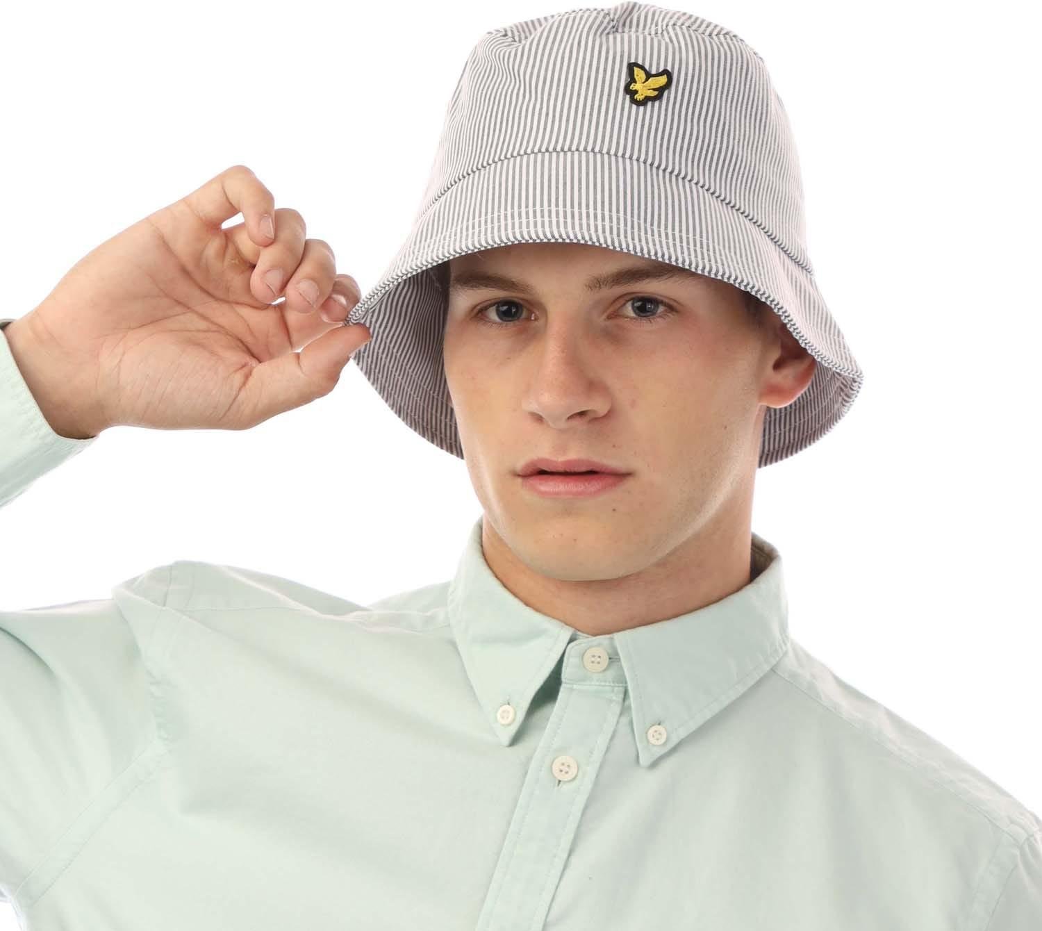 Lyle & Scott - Schlapphut gestreift für Herren/Damen Unisex (Grau/Weiß)