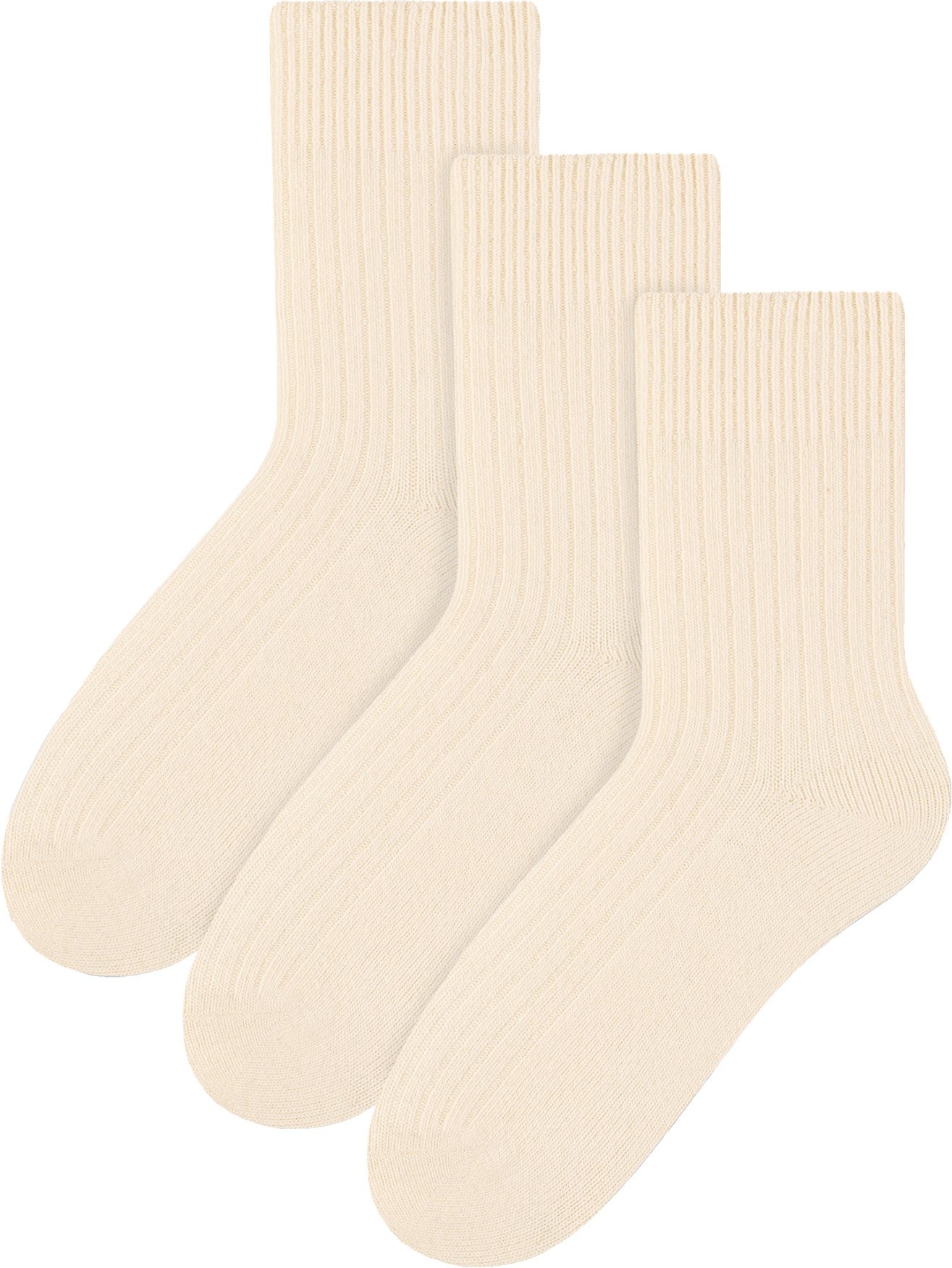 3 Paar Womens Wool Dress Socks | Steven | Ladies Breathable Cushioned Socks - Ecru