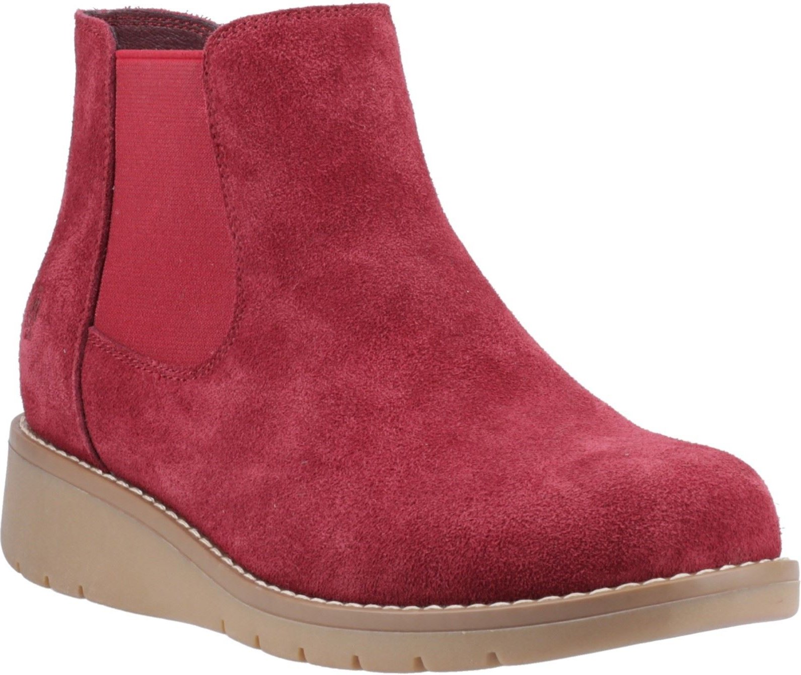 Hush Puppies Leonie Wildleder Damen Burgunder Flach Chelsea Stiefel