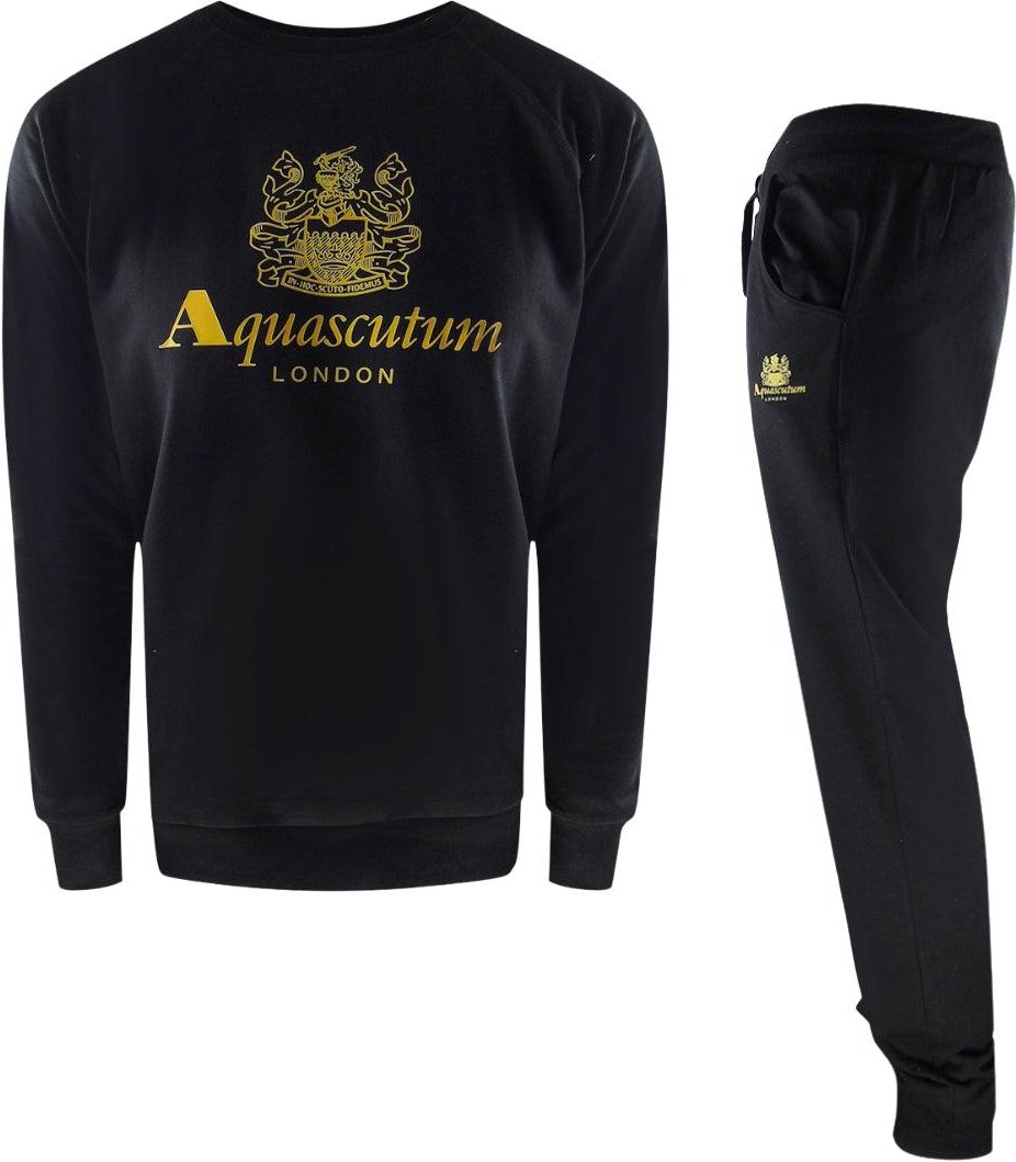 Aquascutum - "London" Trainingsanzug-Set für Herren, Rundhalsausschnitt (Schwarz)