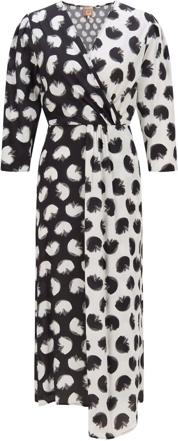 Hugo Boss - "Danotta" Wickelkleid für Damen (Schwarz/Weiß)