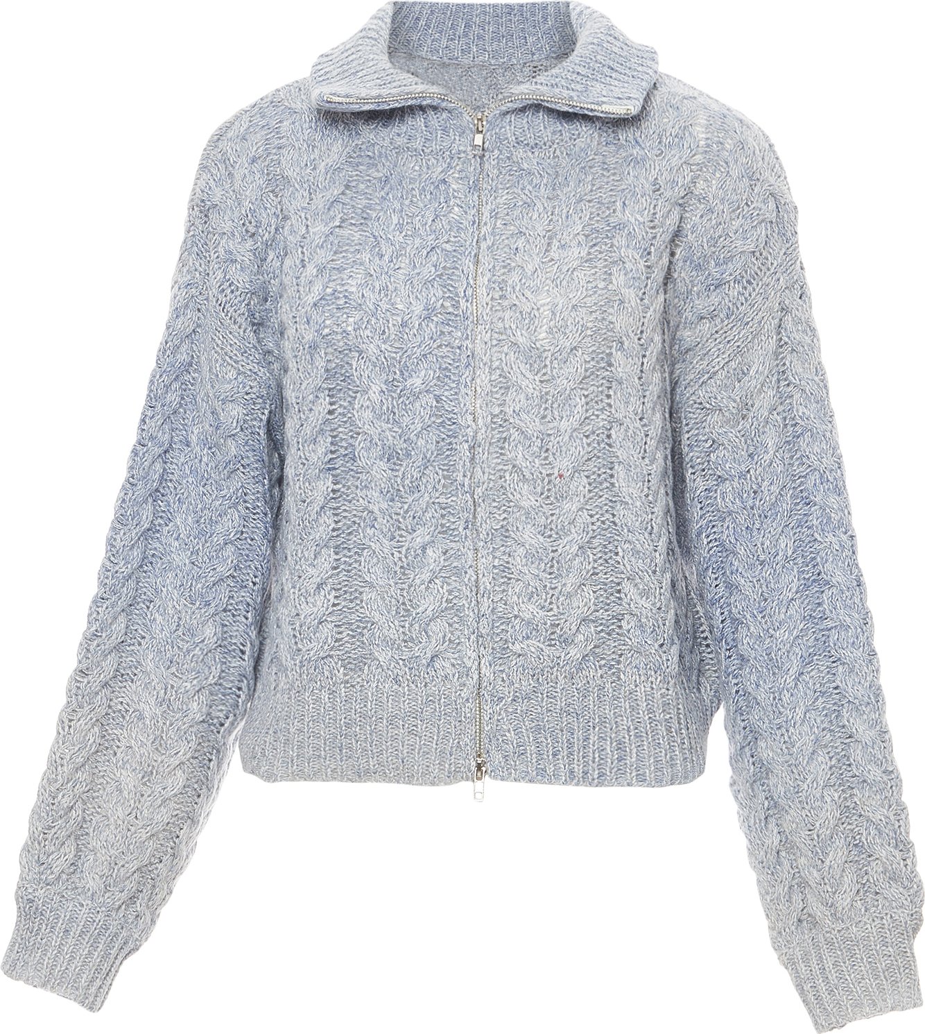 Mymo Strickjacke Damen Blau Wollweiss