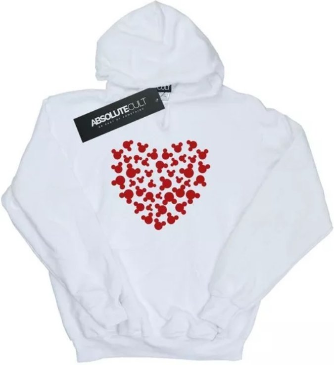 Disney - "Mickey Mouse Heart Silhouette" Kapuzenpullover für Mädchen (Weiß)