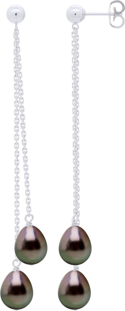 Hängende Ohrringe – echte Tahiti-Zuchtperlen, Birne, 7–8 mm