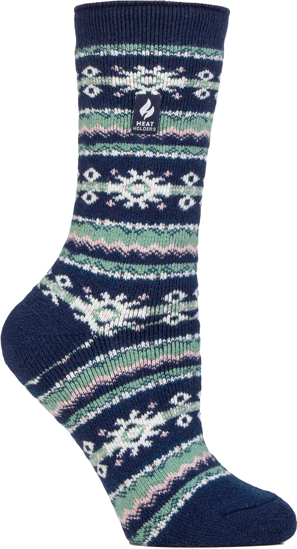Ladies Nordic Socks | Heat Holders Lite | Lightweight Thermal Winter Socks for Women - Indigo/Rose