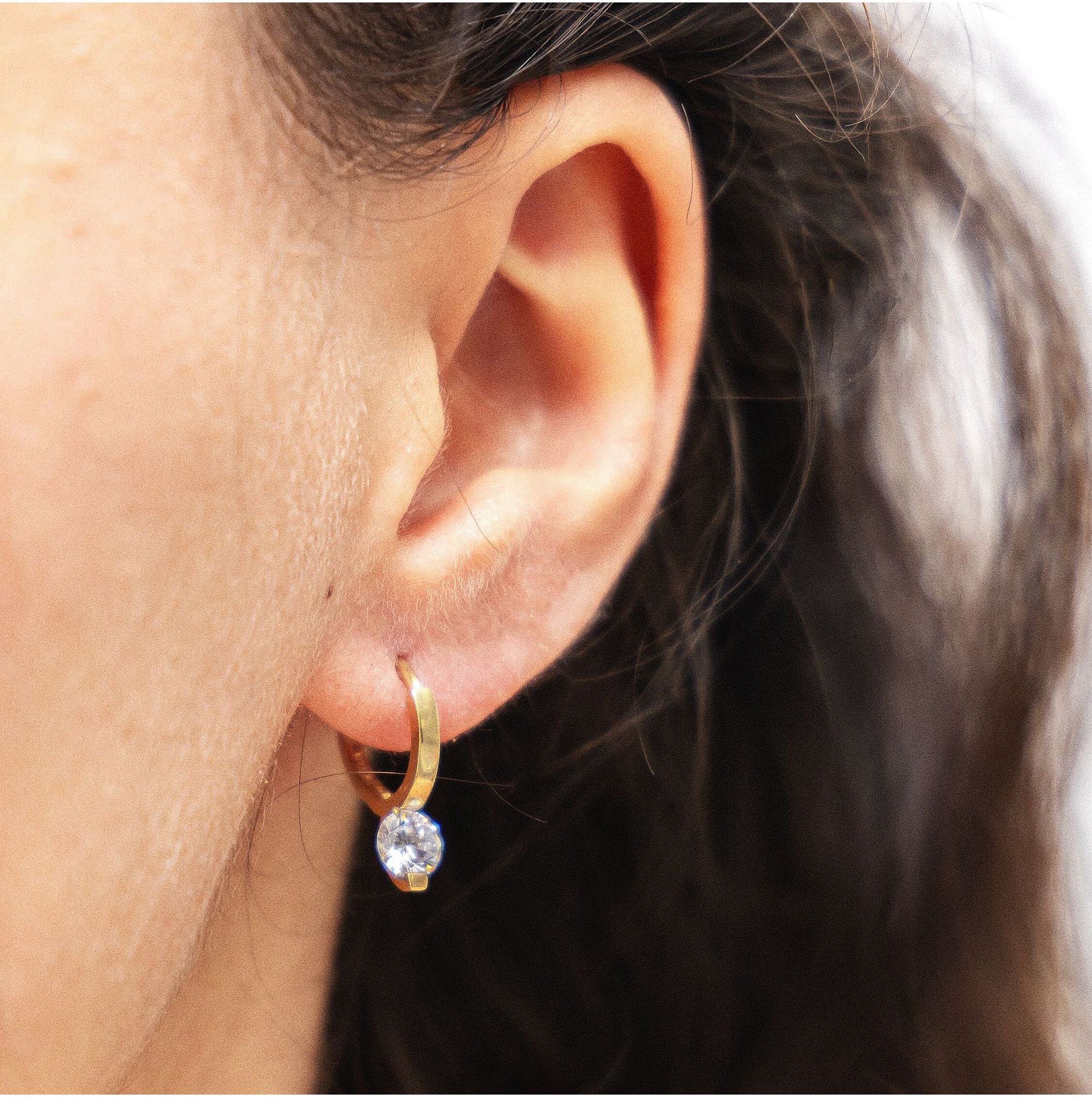 Dkeniz Creolen Creolen Solitär 925/- Sterling Silber