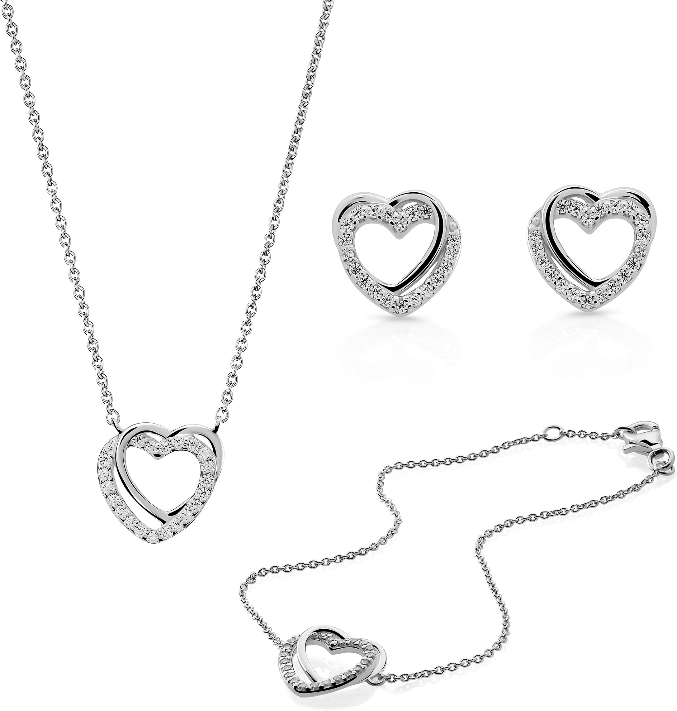 Orphelia 'Ariana' Damen Set aus 925 Sterling Silber: Armband + Ohrringe + Halskette - Silber SET-7482