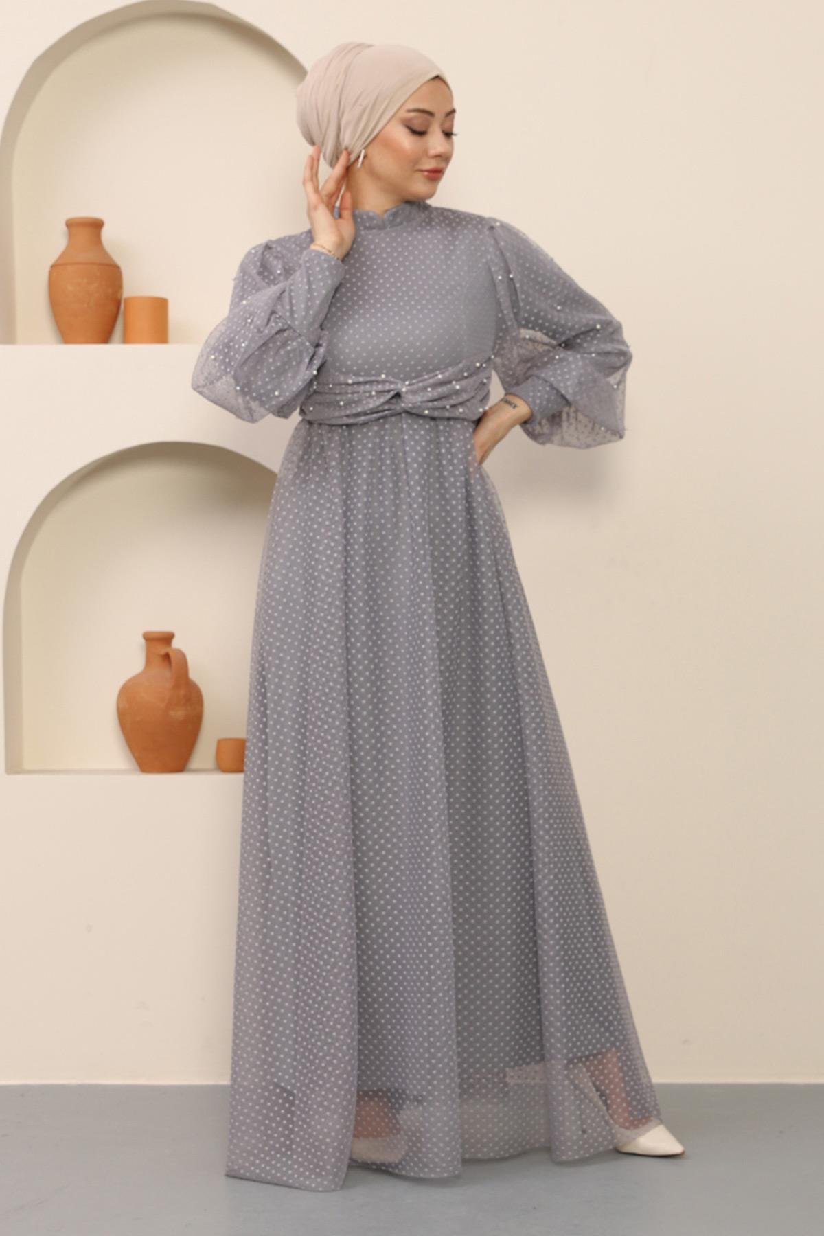 KleidInci Detailliertes Tüllabendkleid