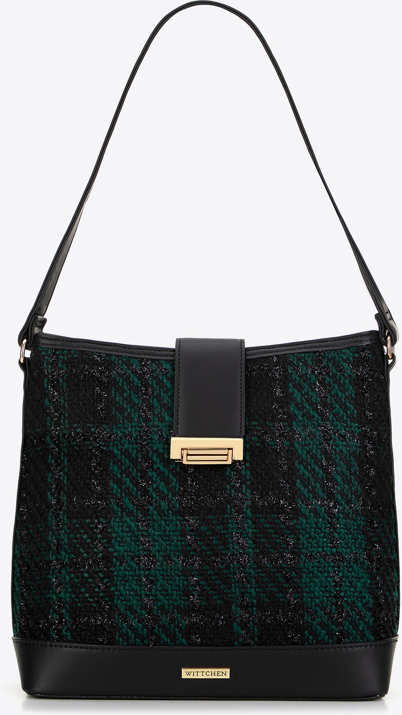 Wittchen Damenhandtasche aus Bouclé-Gewebe, schwarz und grün, Polyester