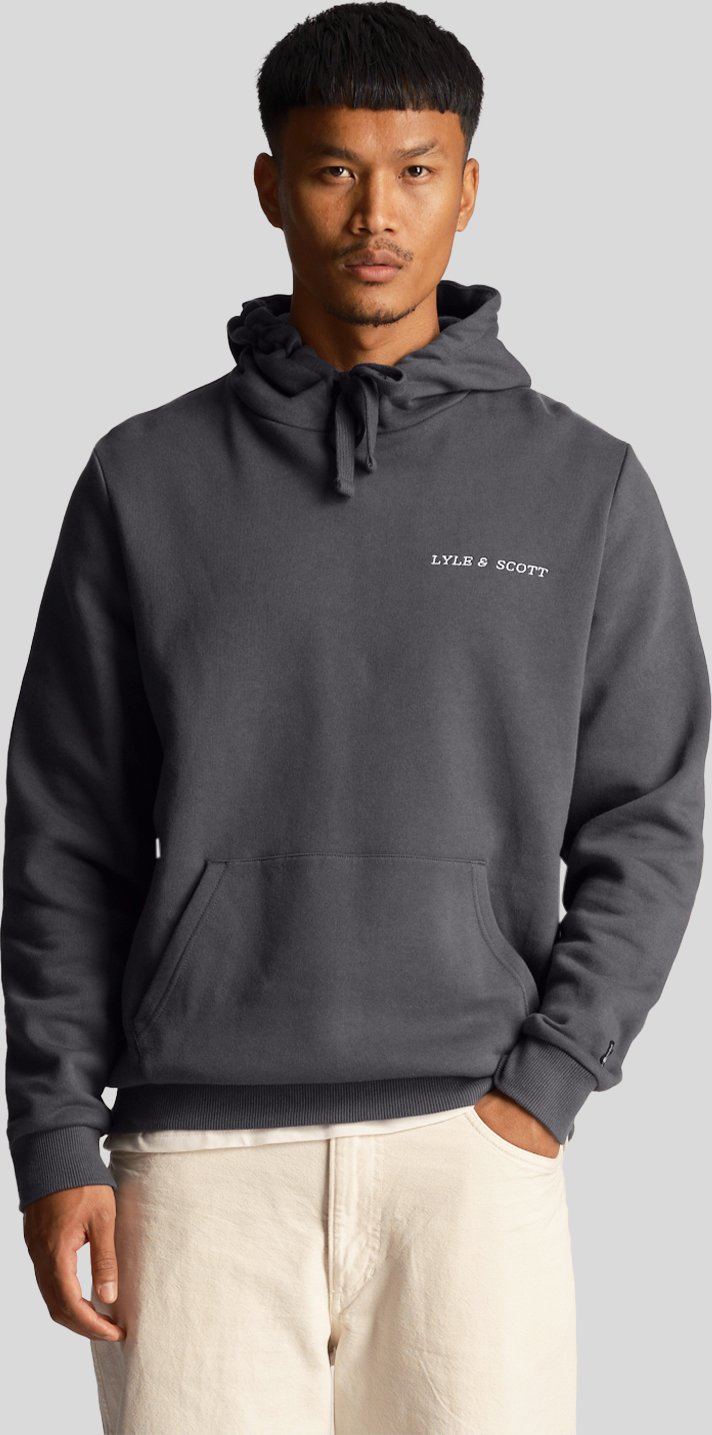 Thumbnail - Lyle & Scott - Sweat � capuche brod� en gris fonc�