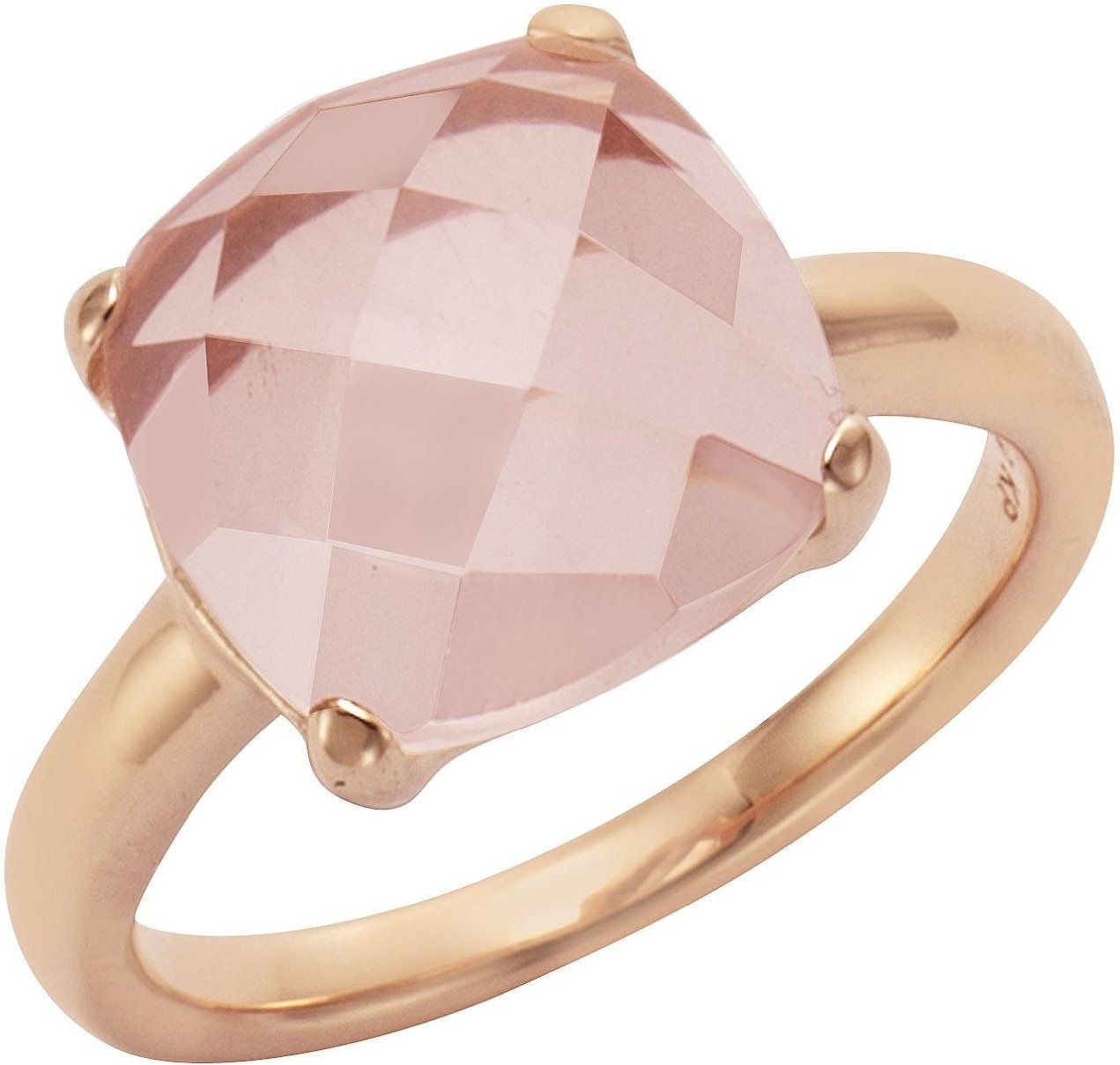 Thumbnail - Jamelli Ring Silber 925 rosé-vergoldet mit echtem Rosenquarz 12mm