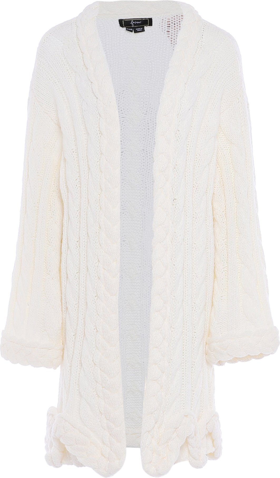 Faina Strickmantel Damen Wollweiß