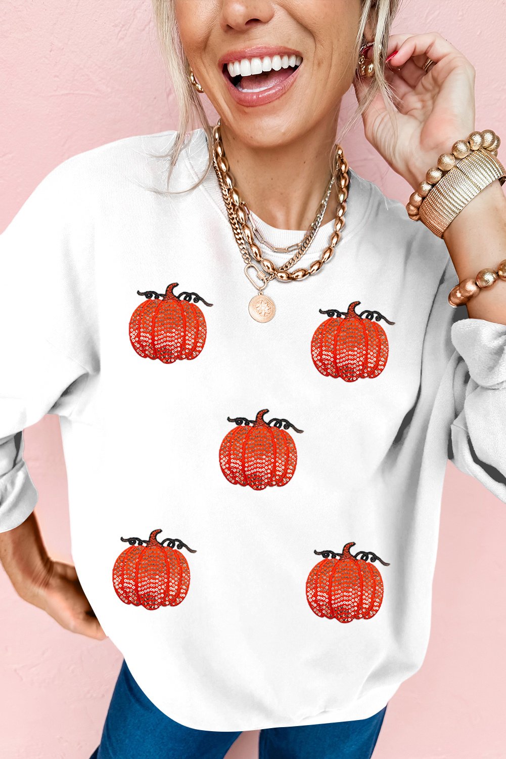 Pumpkin Pailletten-Sweatshirt