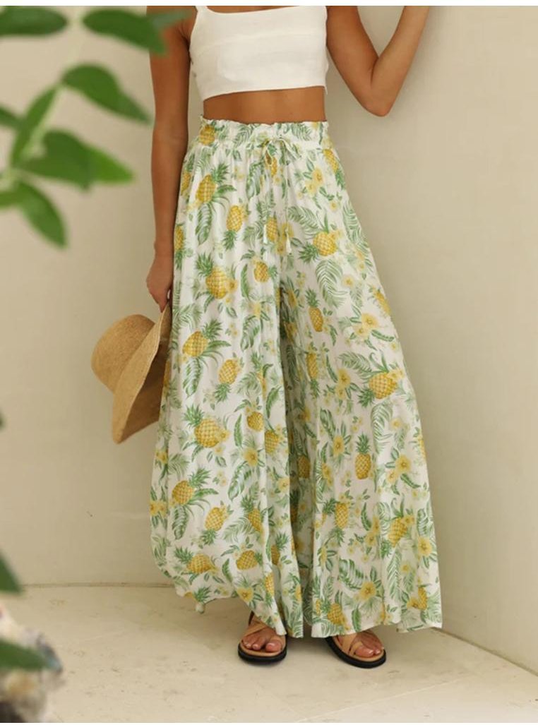Thumbnail - Bedruckte Hose mit weitem Bein und Taschen