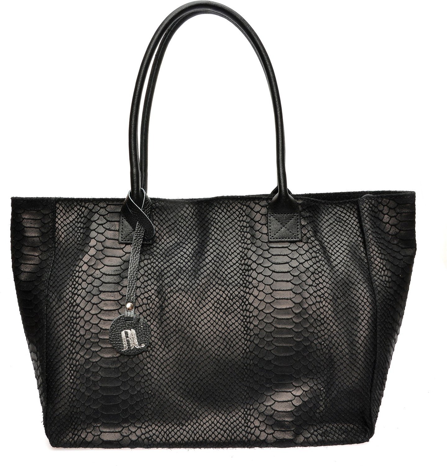 Anna Luchini Schwarze Lederhandtasche