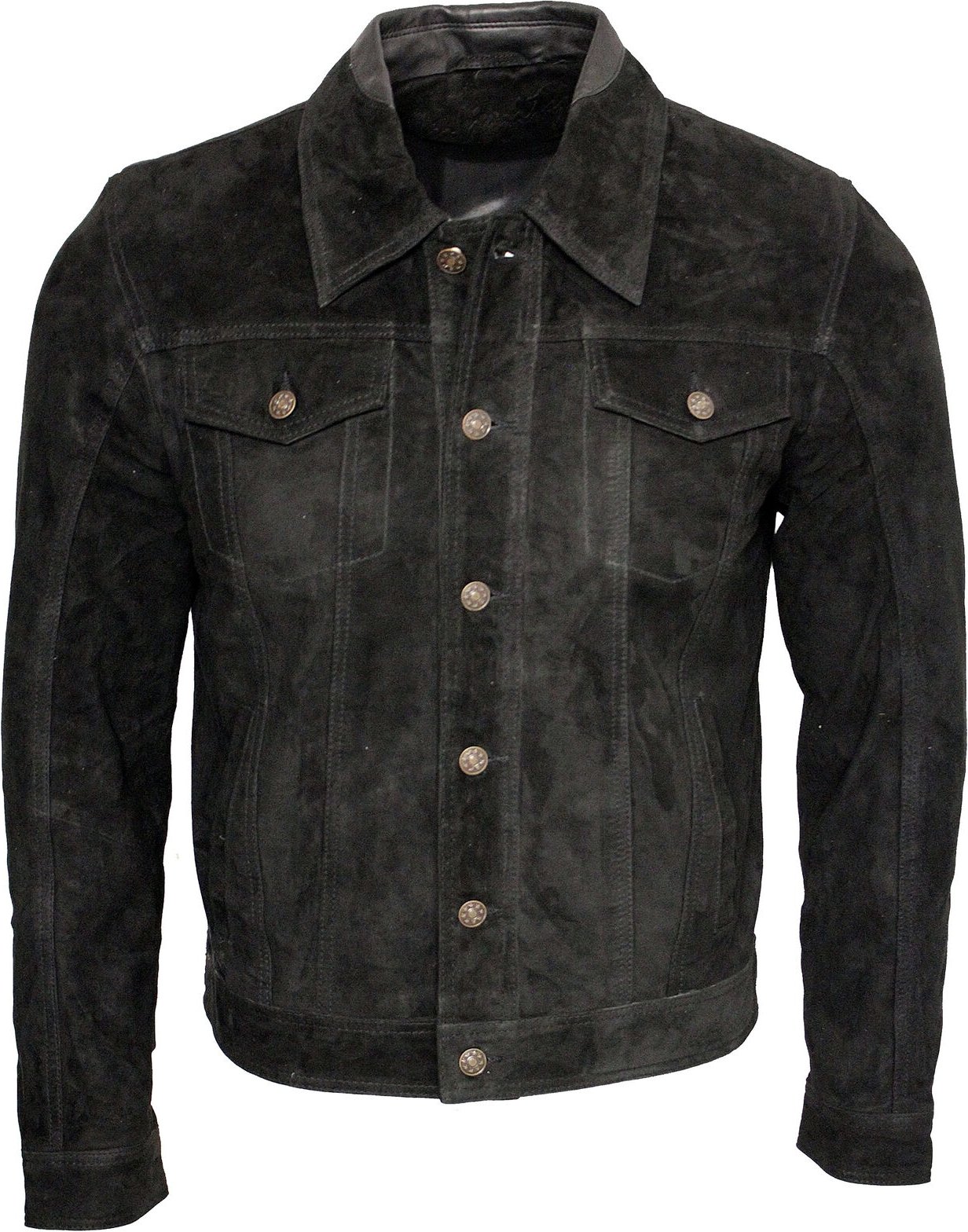 Trucker-Jeansjacke aus Ziegenwildleder