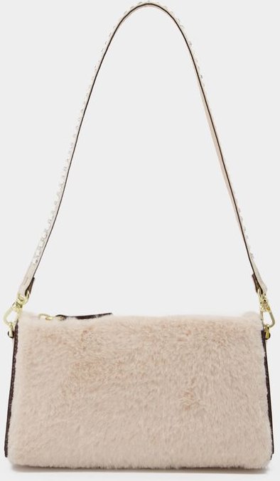 Mini-Prismentasche aus elfenbeinfarbenem Leder