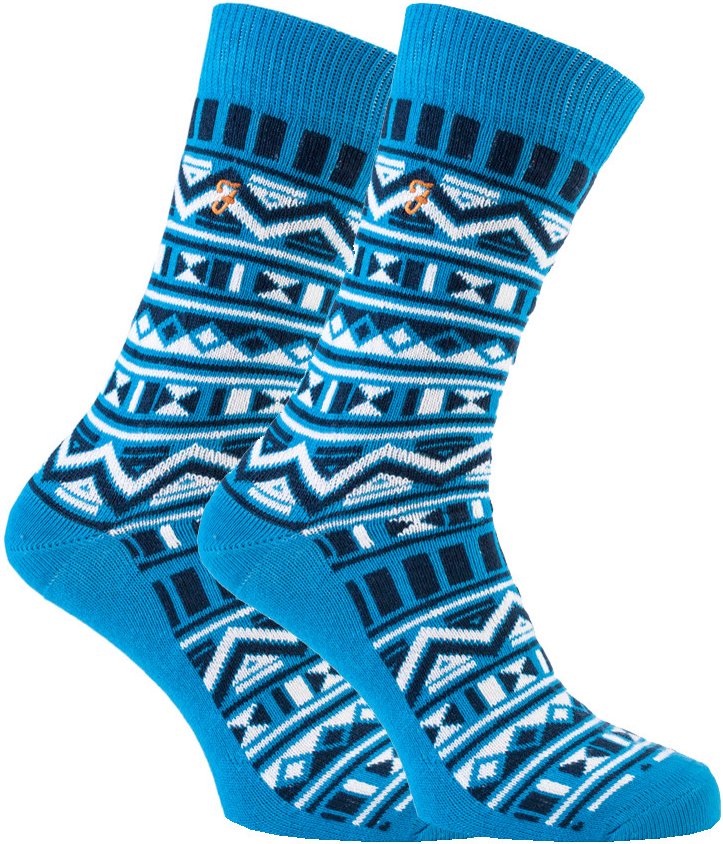Farah - 2 Paar Herren Funky Vintage gemustert bunte dicke Baumwolle Crew Socken - FVS008COB