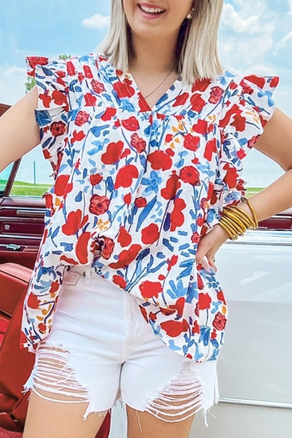 Bluse mit floralen Rüschendetails