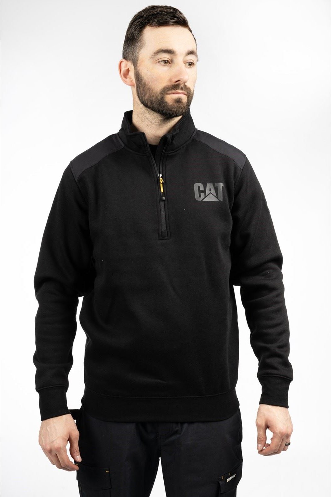 Caterpillar Essential 1/4 Zip Polyester Herren Sweatshirt in Schwarz