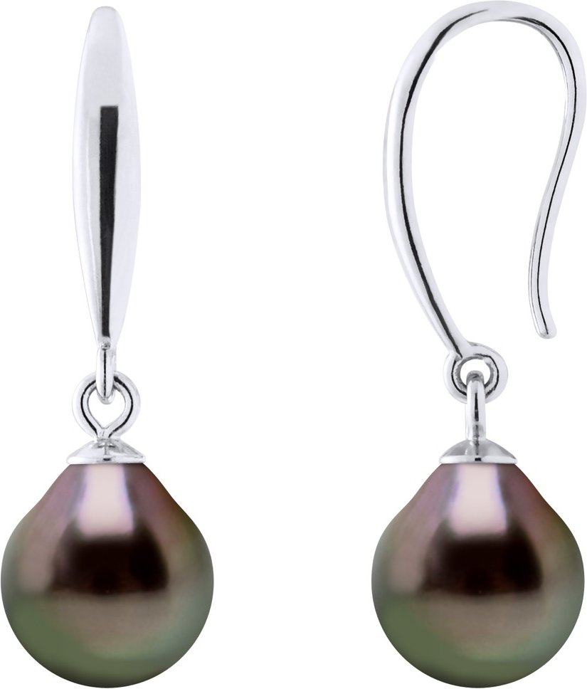 Ohrringe aus Silber 925 und echten Tahiti-Zuchtperlen Birne 8-9 mm