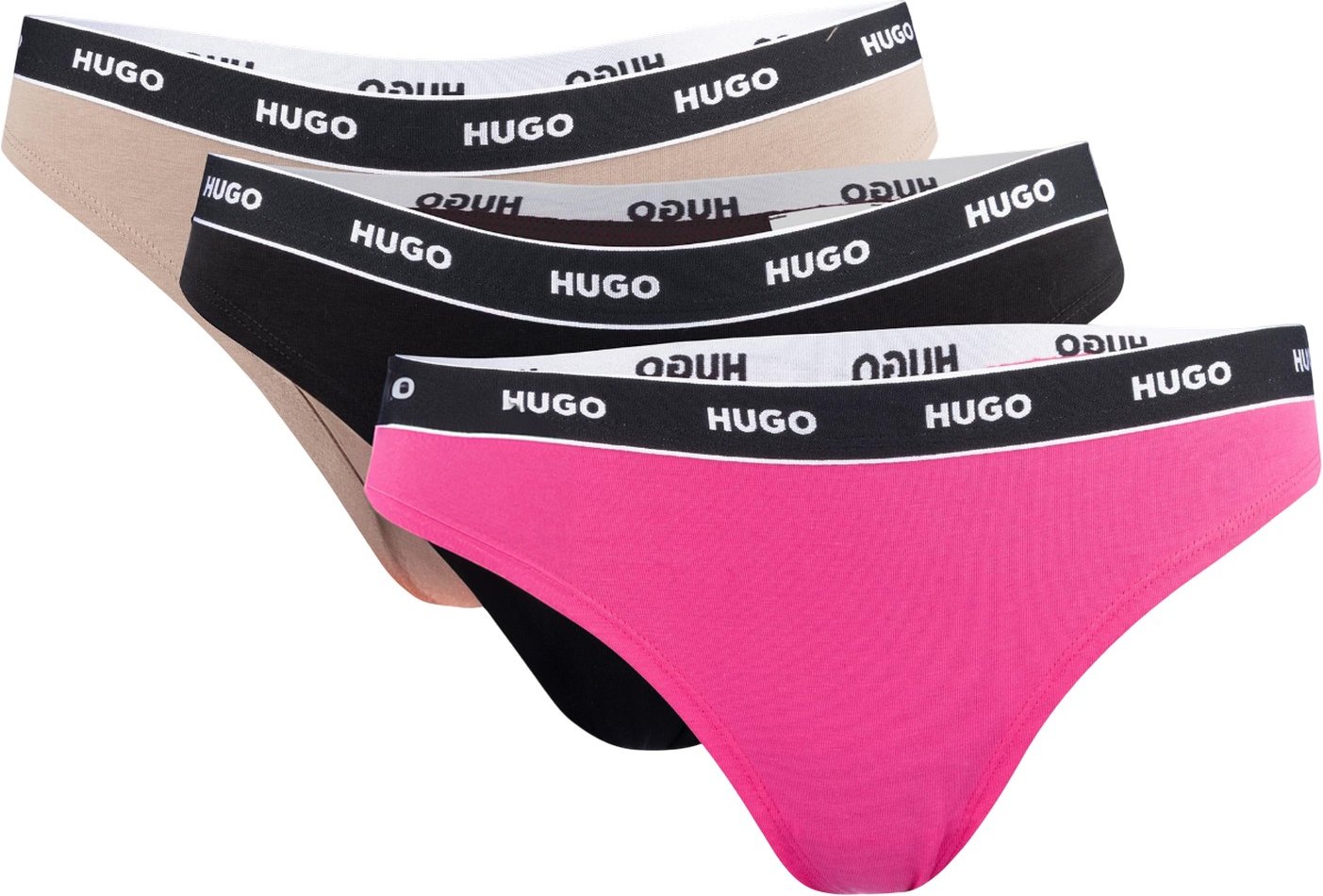 Hugo - Thong für Damen (3er-Pack) (Pink/Schwarz/Beige)