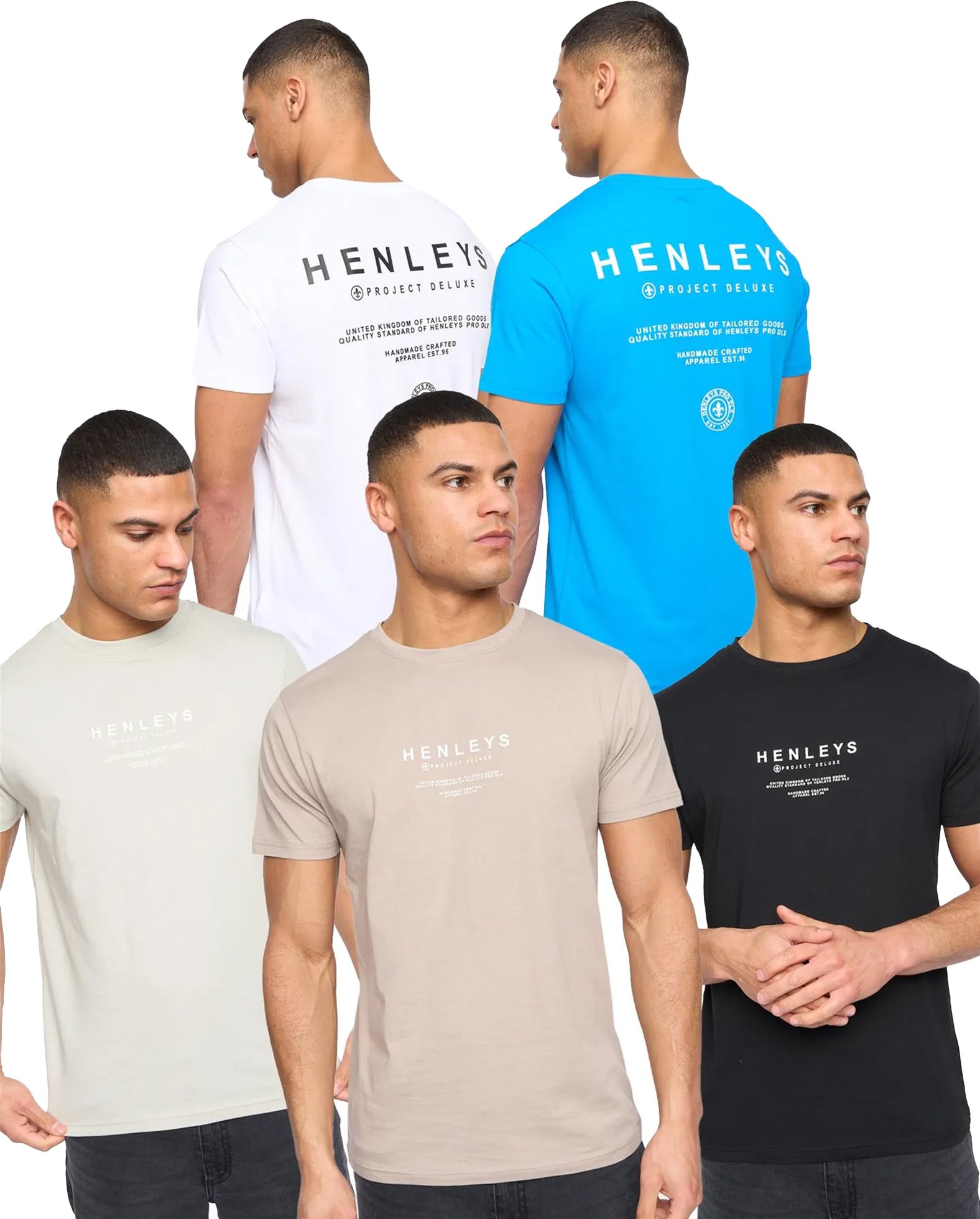 Henleys - "Henstack" T-Shirt für Herren(5er-Pack) (Bunt)