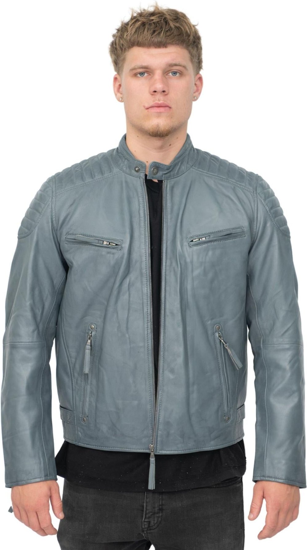 Gesteppte Herren-Bikerjacke aus Leder – Berlin