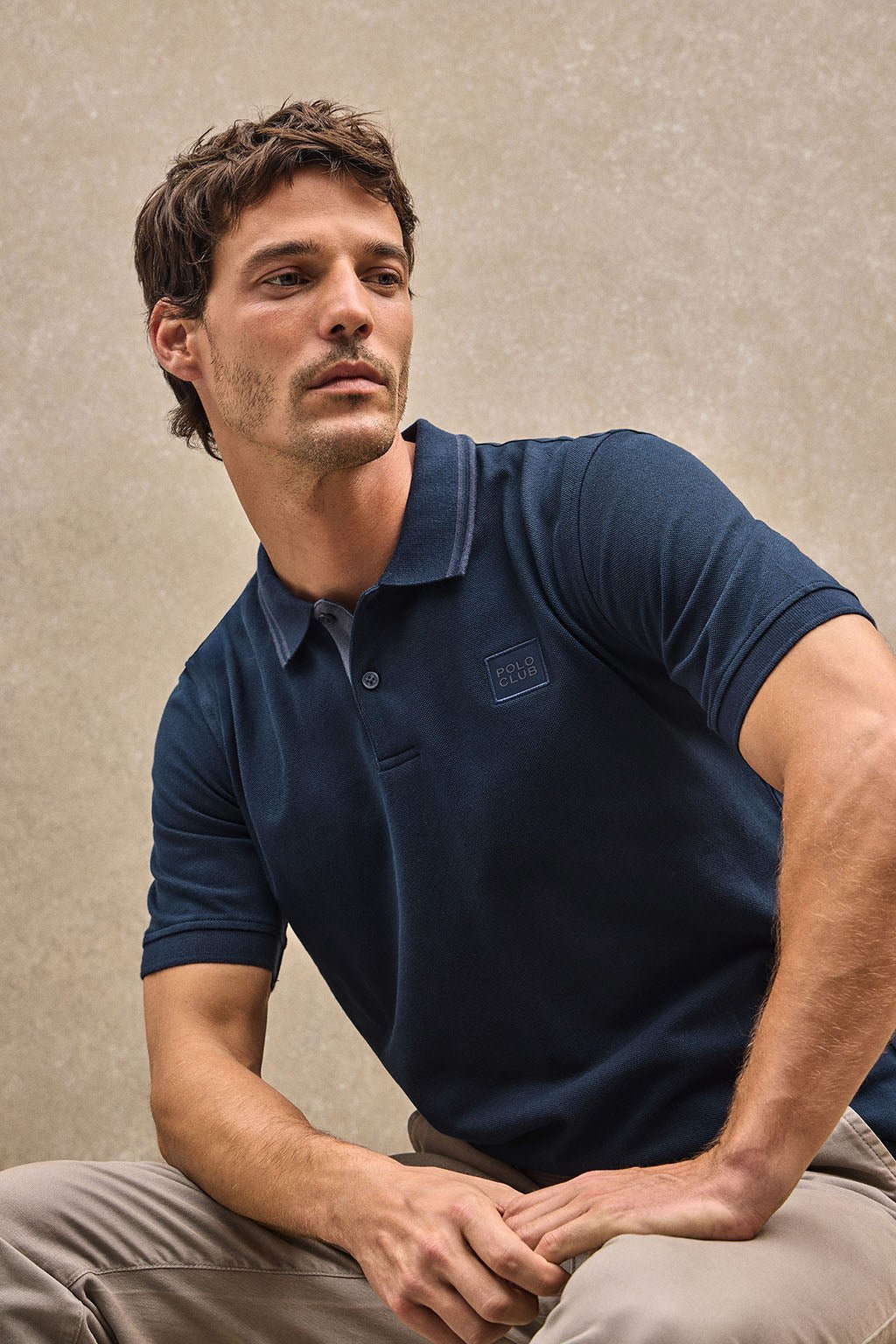 Poloshirt marineblau aus Pikee mit Polo Club-Patch