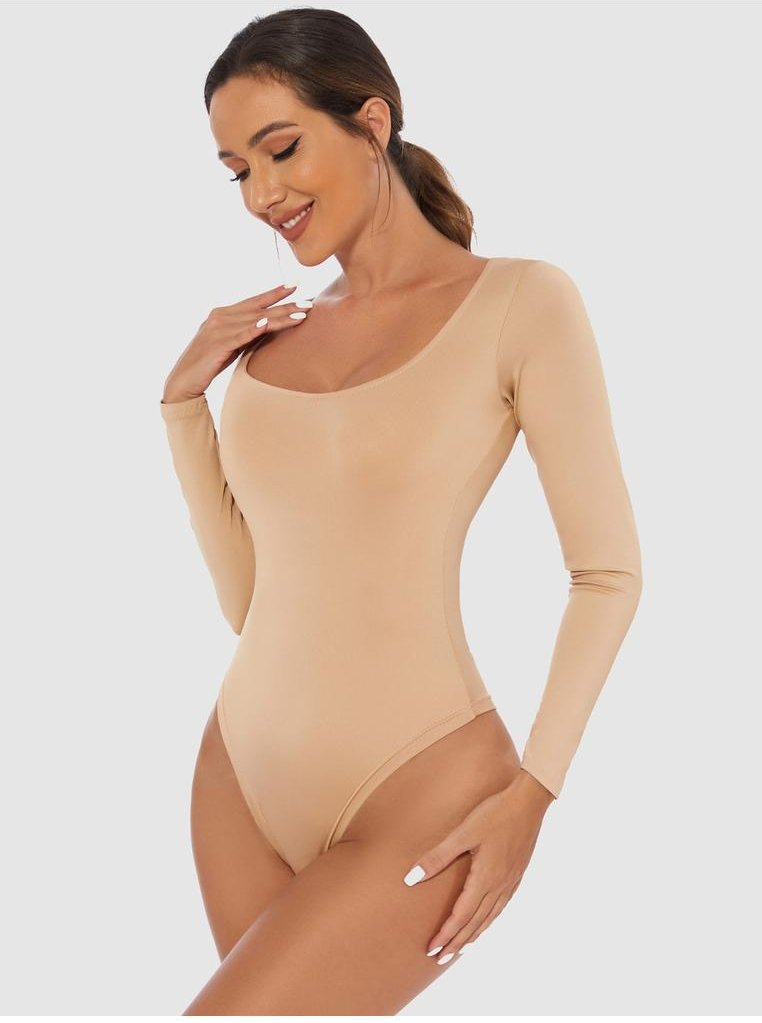 Thumbnail - Damen Ganzkörper-Scoop-Halsausschnitt Langarm-Bodysuit