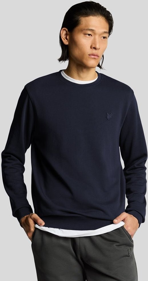 Lyle & Scott Sweatshirt aus superfeiner Baumwolle mit Rundhalsausschnitt – Marineblau