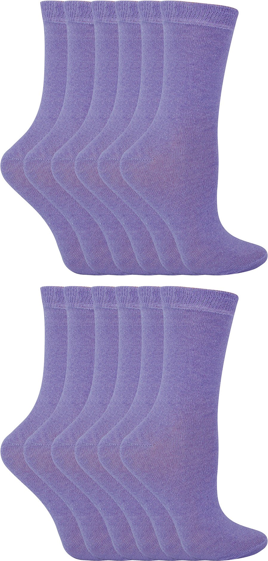 12 Paar Multipack Kinder Baumwolle bunte Casual Socken | Socken Snob | Plain Kleid Socken für Jungen & Mädchen - lila