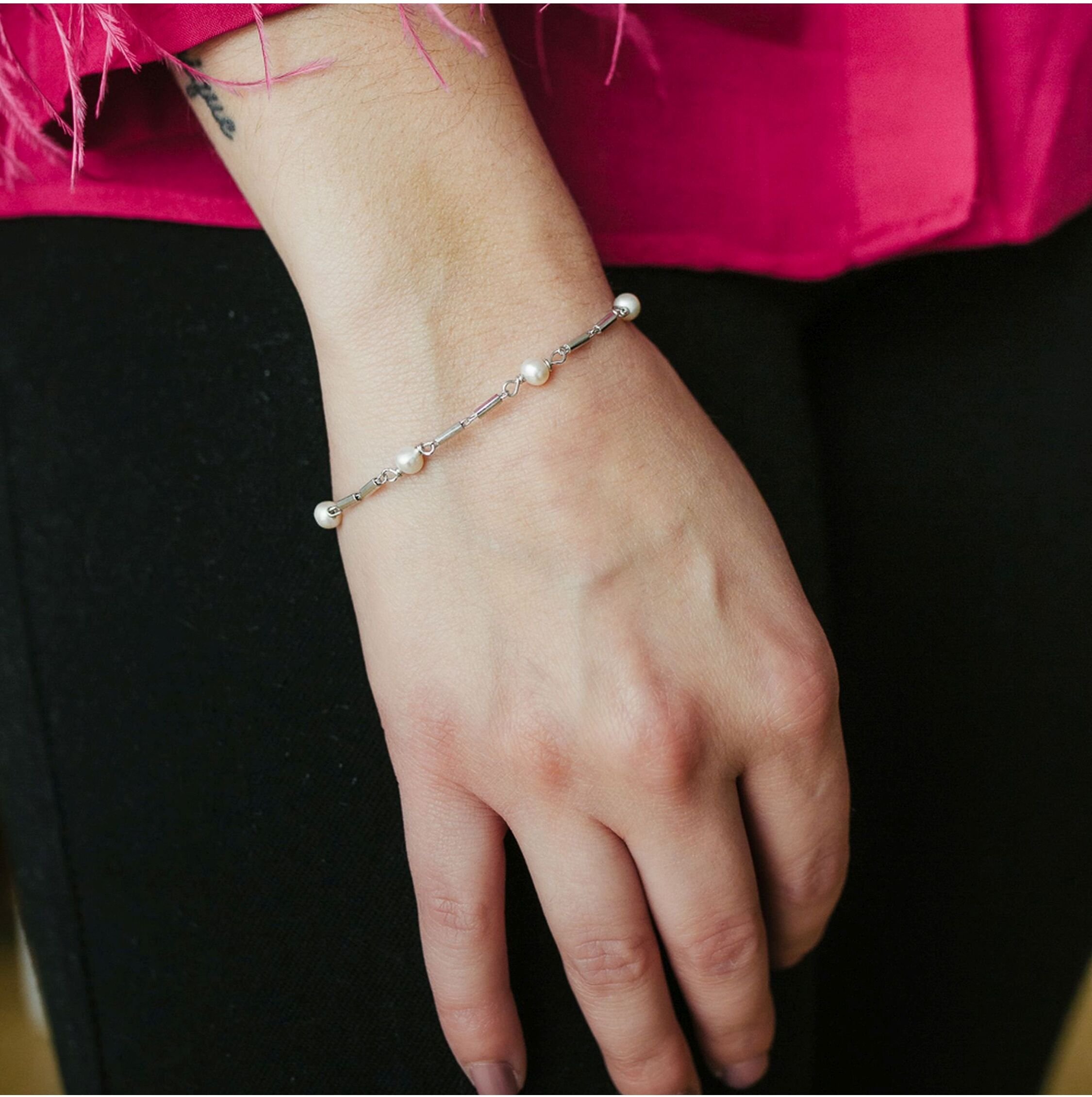 Julie Julsen Armband 925/- Sterling Silber rhodiniert Süßwasserperlen