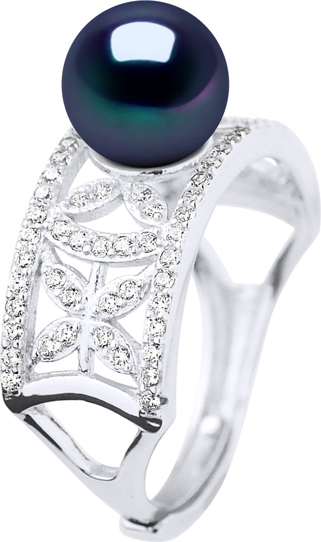 Ringschmuck - Echte Süßwasser-Zuchtperle, rund 8-9 mm