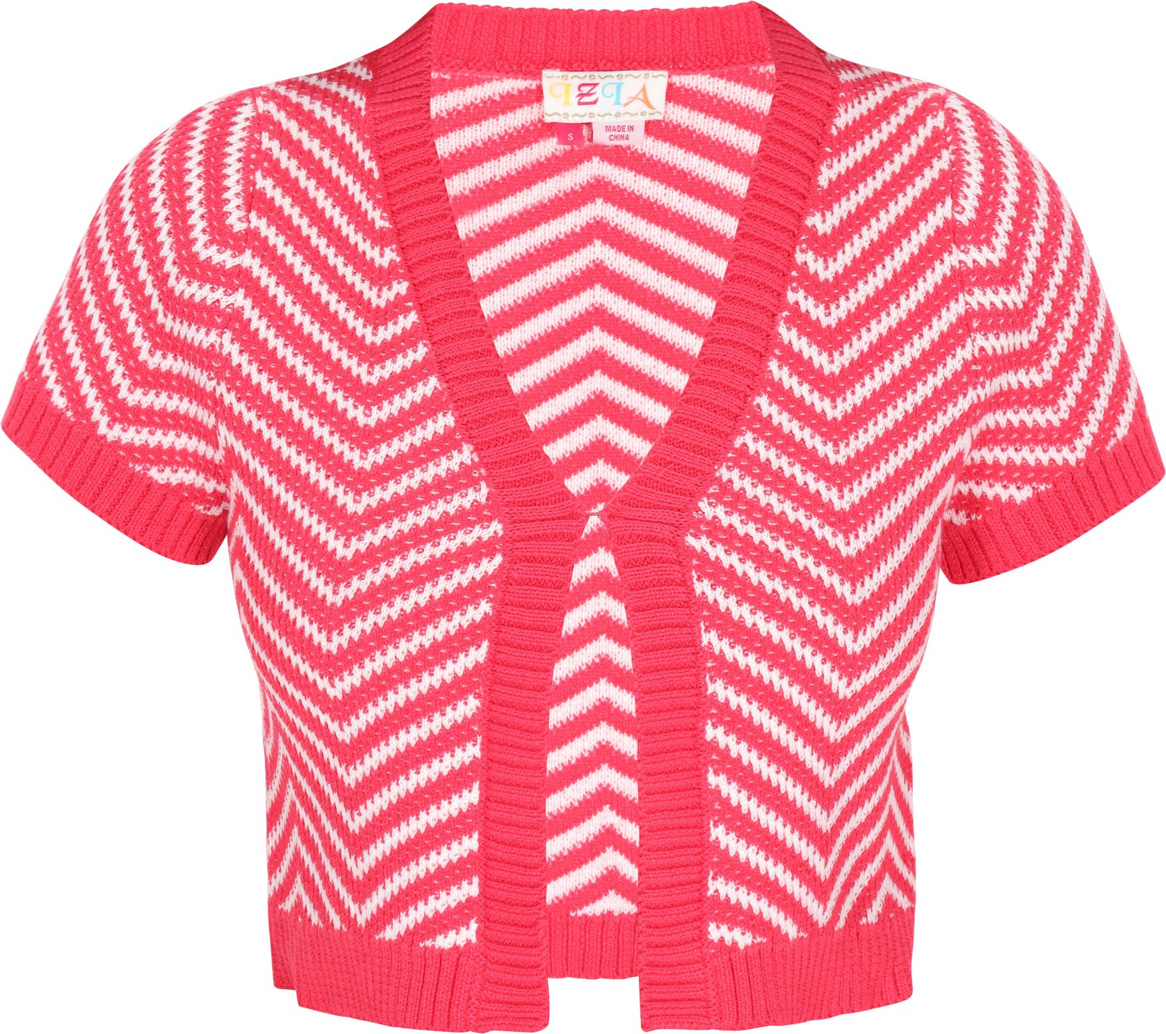 IZIA Strickjacke Frauen fuchsia weiß