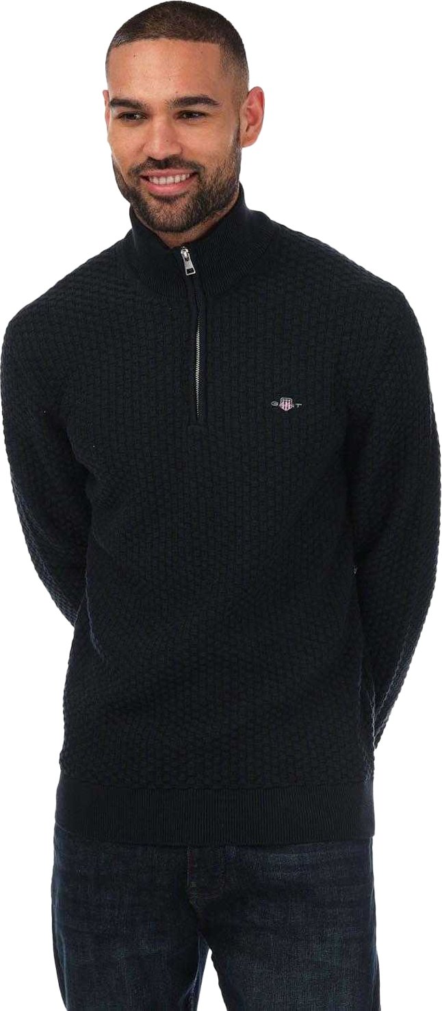 Thumbnail - Gant - Pullover mit halbem Reißverschluss für Herren (Blau)