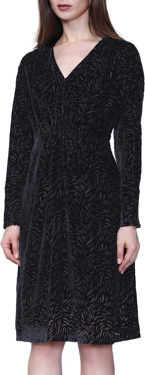 Samtkleid mit V-Ausschnitt und Fledermausärmeln