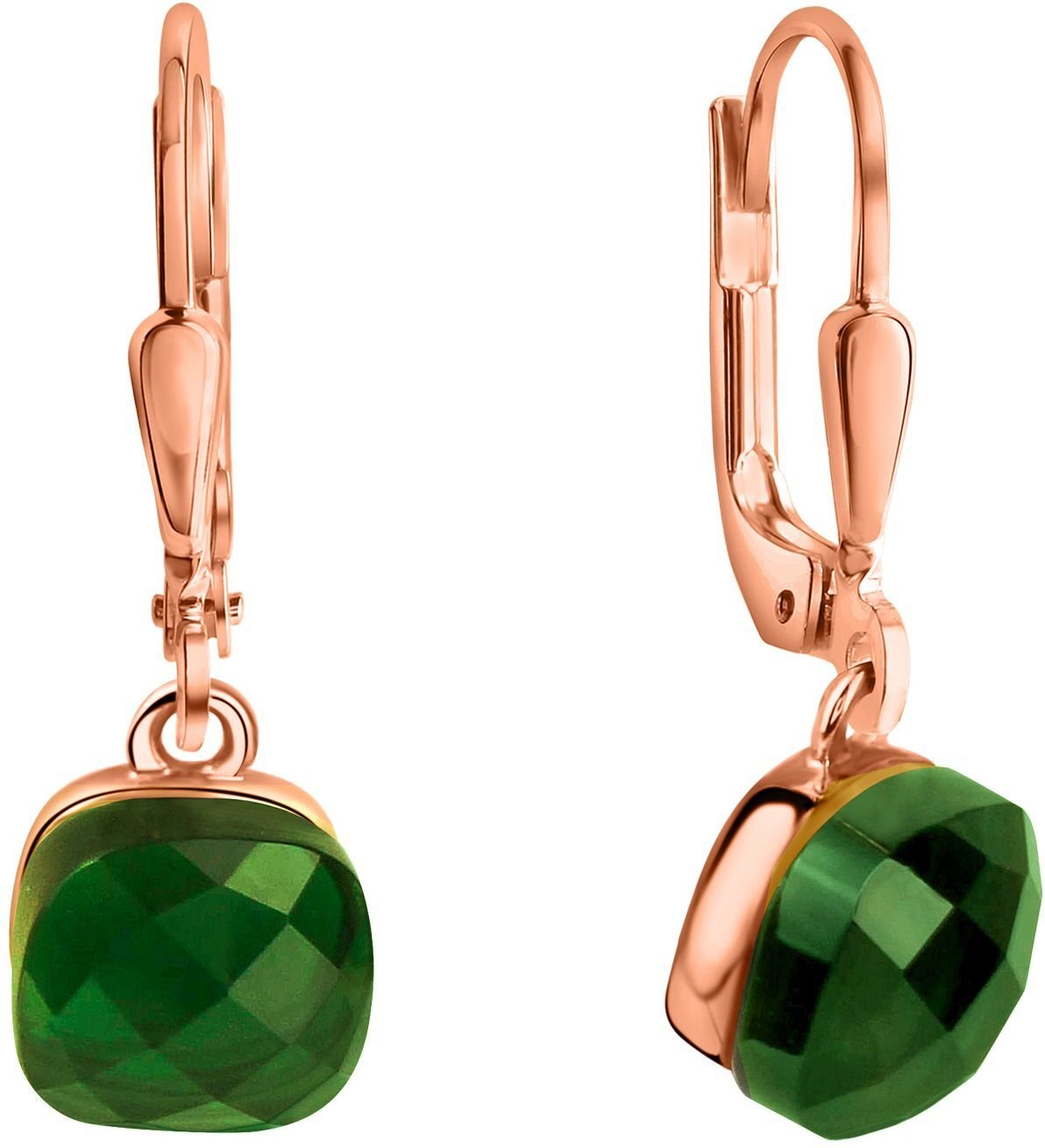 Jamelli Ohrringe Silber 925 rosé-vergoldet mit grünem Quarz (beh.)