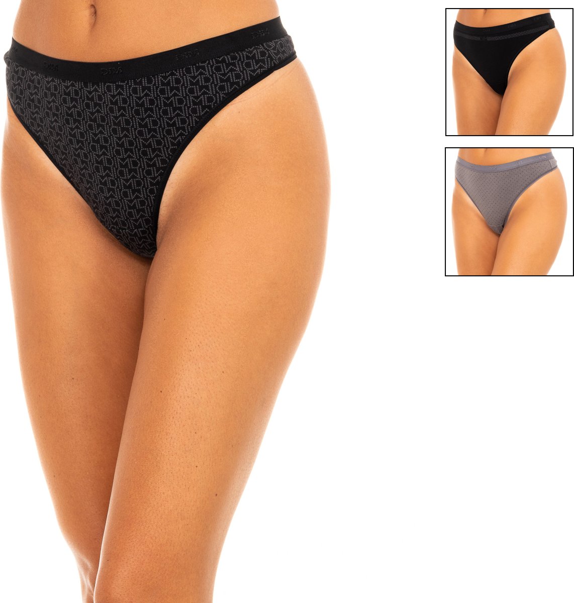 Pack-3 Cotton Strech Thongs mit Innenfutter D4C19 woman