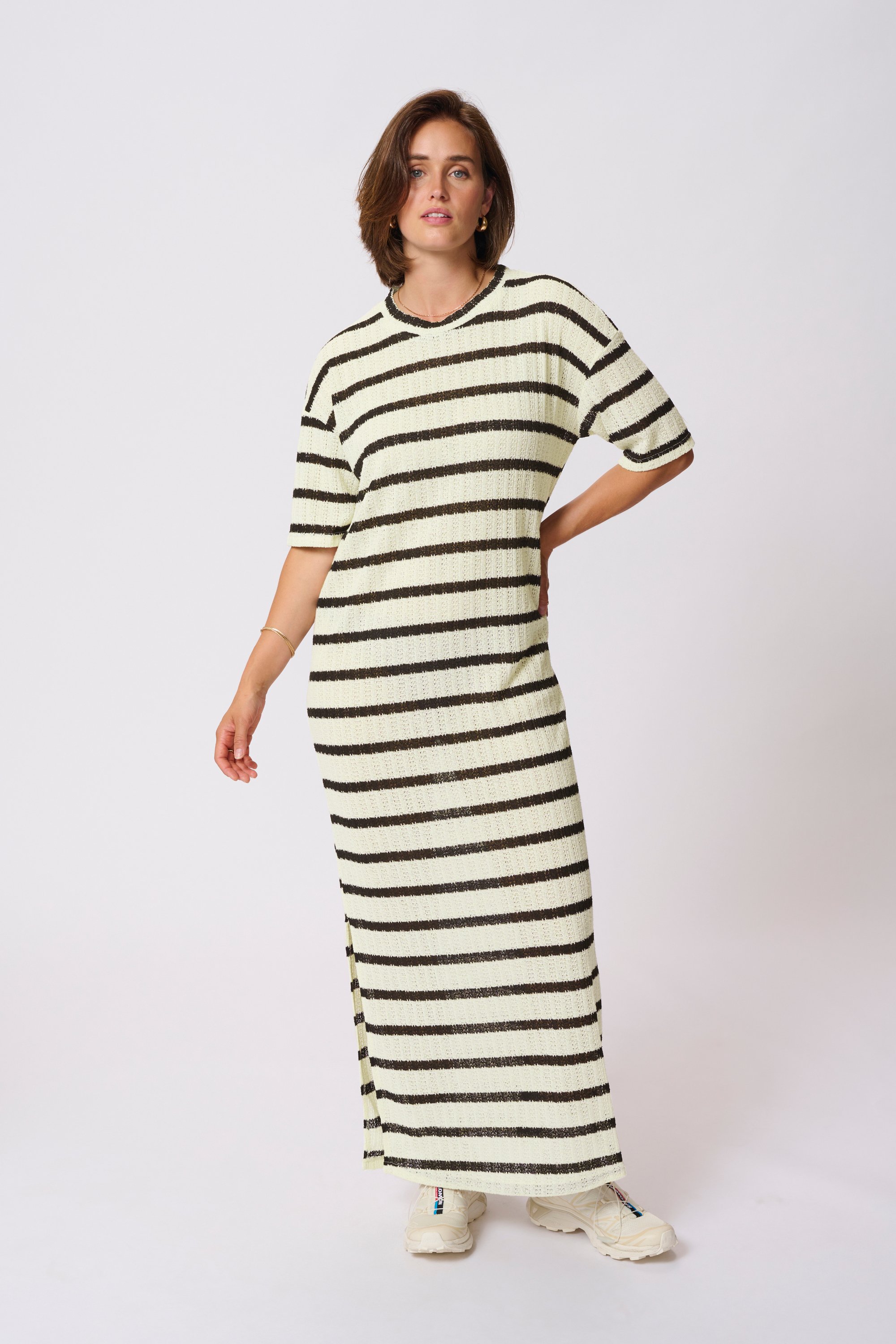 Kleid Loose fit Turtledove / Black stripe black offwhite