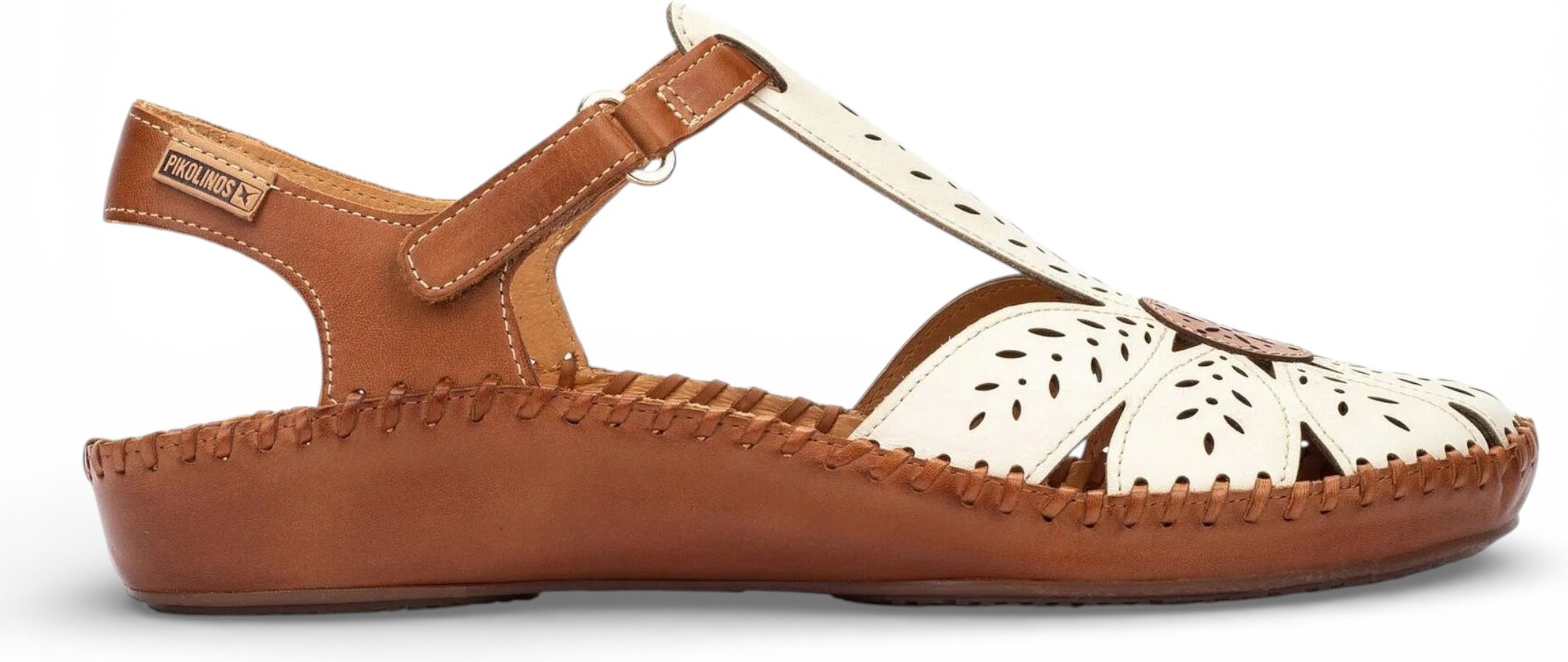 Pikolinos Damen-Keilsandalen aus hellbraunem Leder mit Polsterung - P-Vallarta