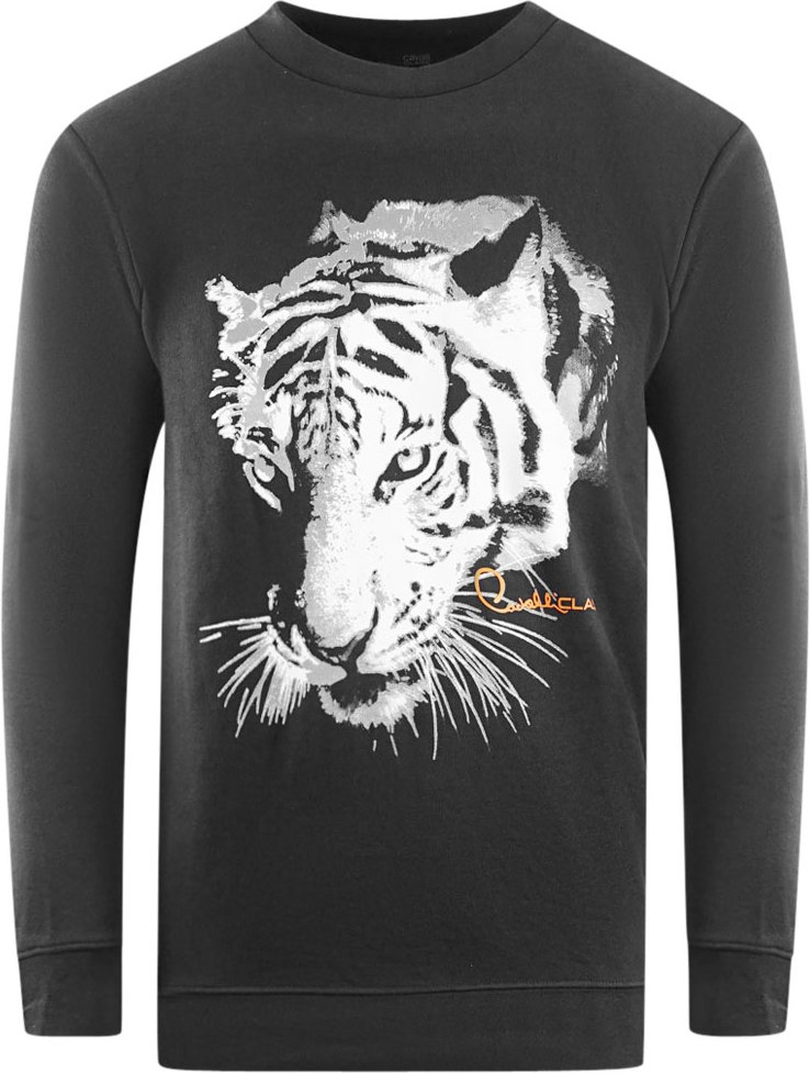 Cavalli Class Tiger Silhouette Logo Schwarzes Sweatshirt