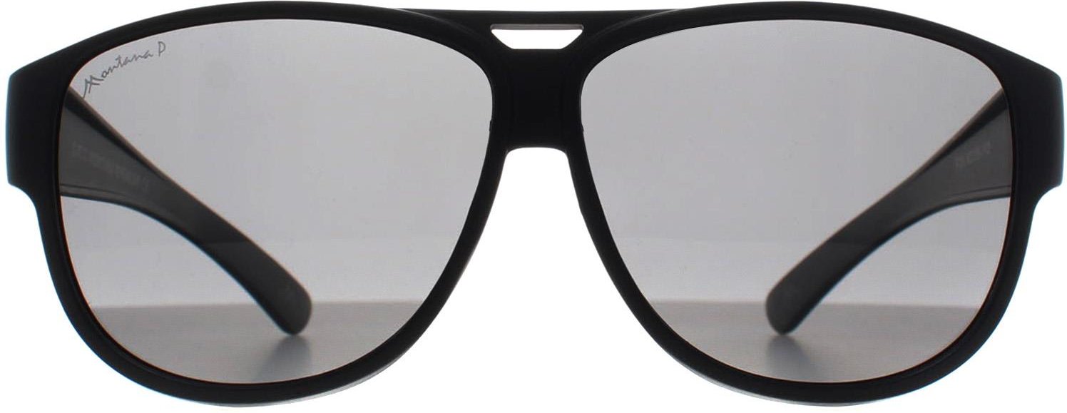 Thumbnail - Montana Aviator Unisex Matte Black Smoke Polarized FO6 Fit über Gläser Sonnenbrillen
