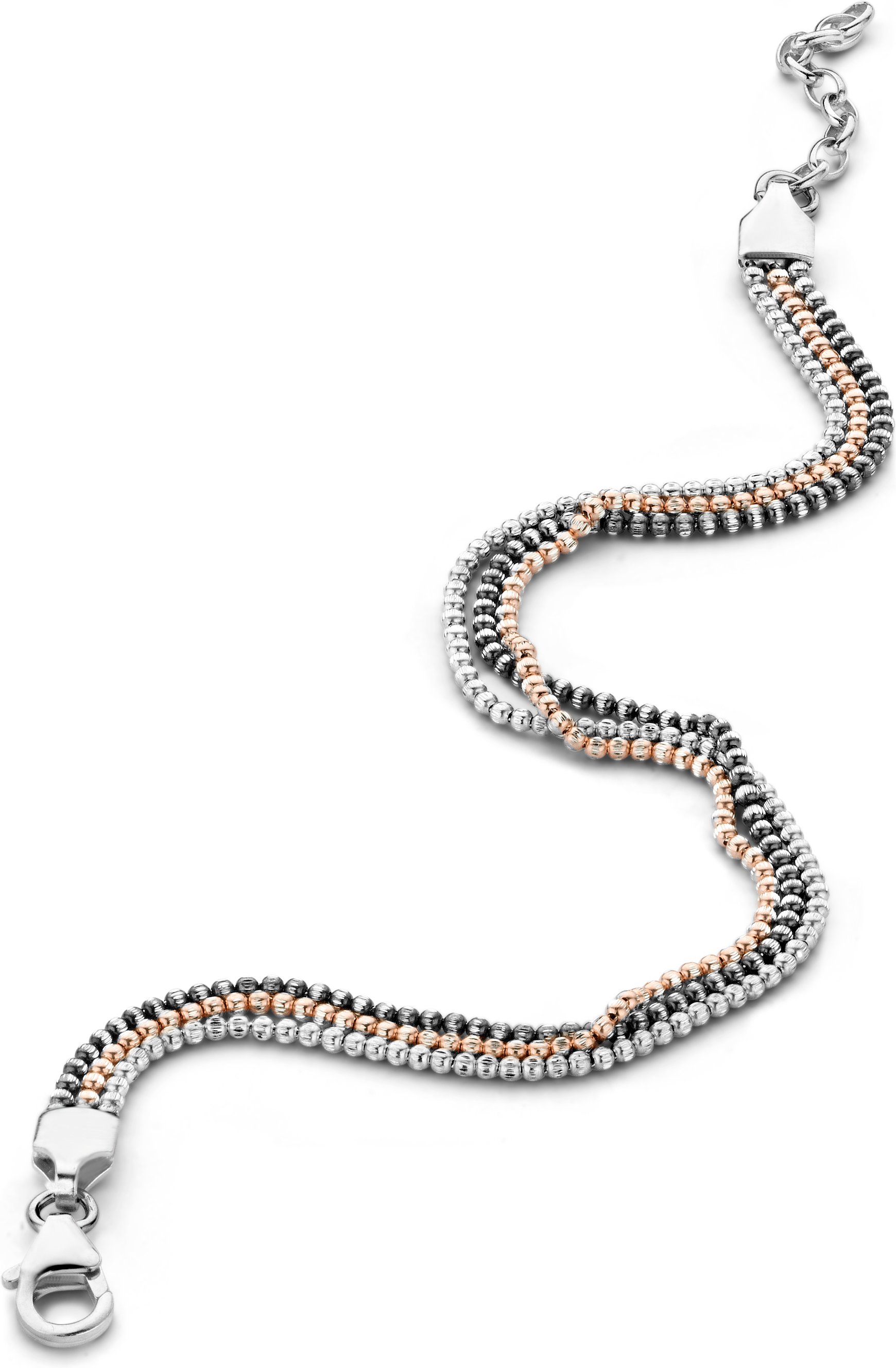 Orphelia Damen-Armband aus 925er Sterlingsilber – Silber/Roségold/Schwarz ZA-7203