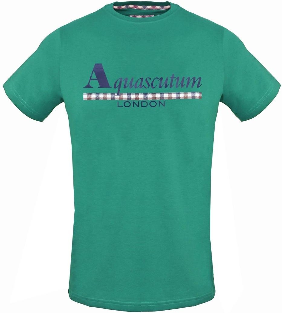 Aquascutum Check Strip Logo Grünes T-Shirt