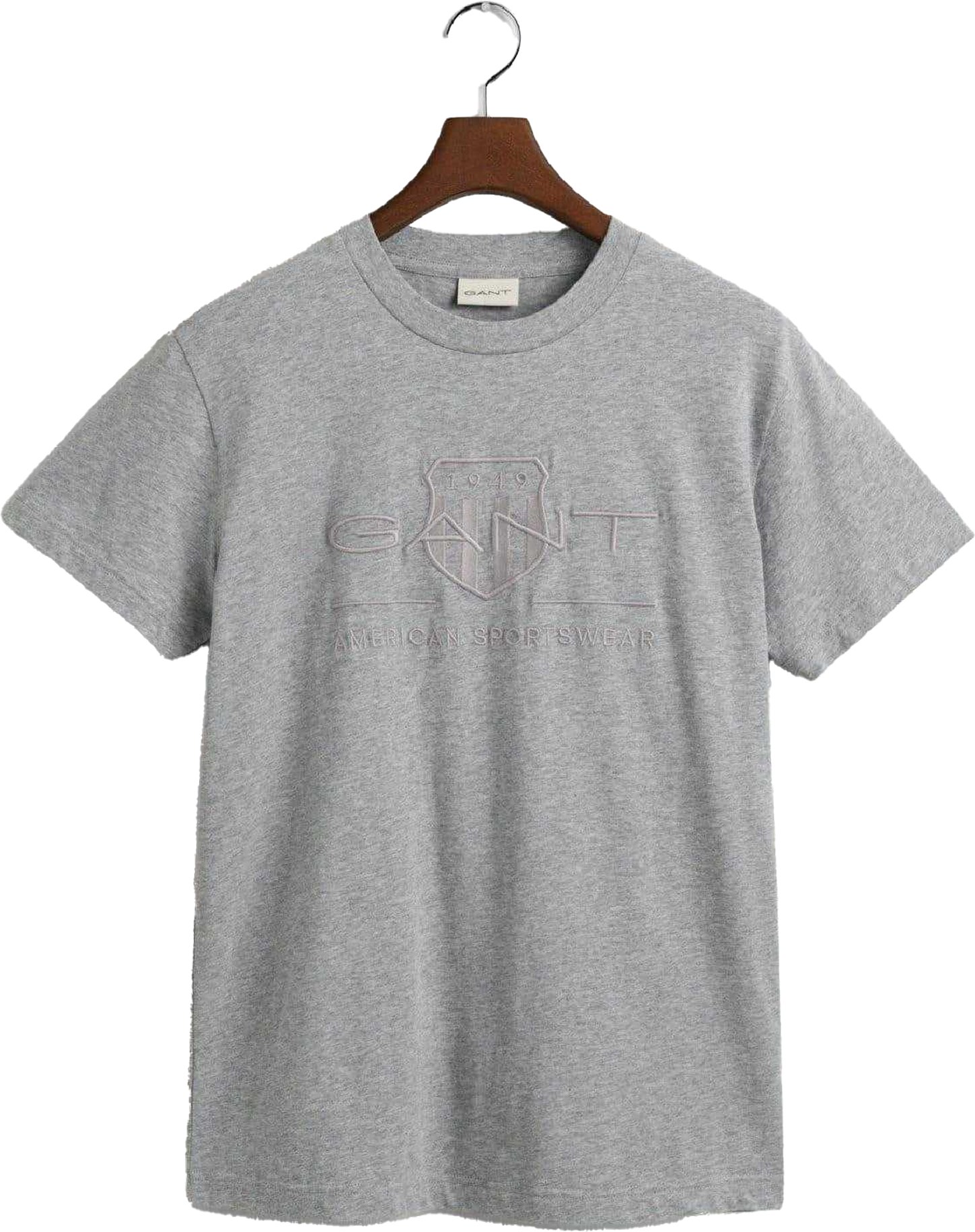 Gant - T-Shirt für Herren, Ton-in-Ton Stickerei (Grau)