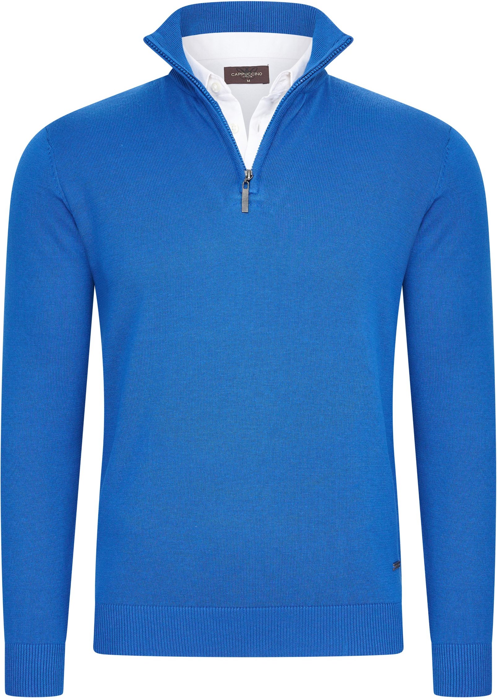Cappuccino Italia Mock Zip Pullover für Herren. Der Pullover besteht aus 50% Baumwolle und 50% Polyester und hat eine no...