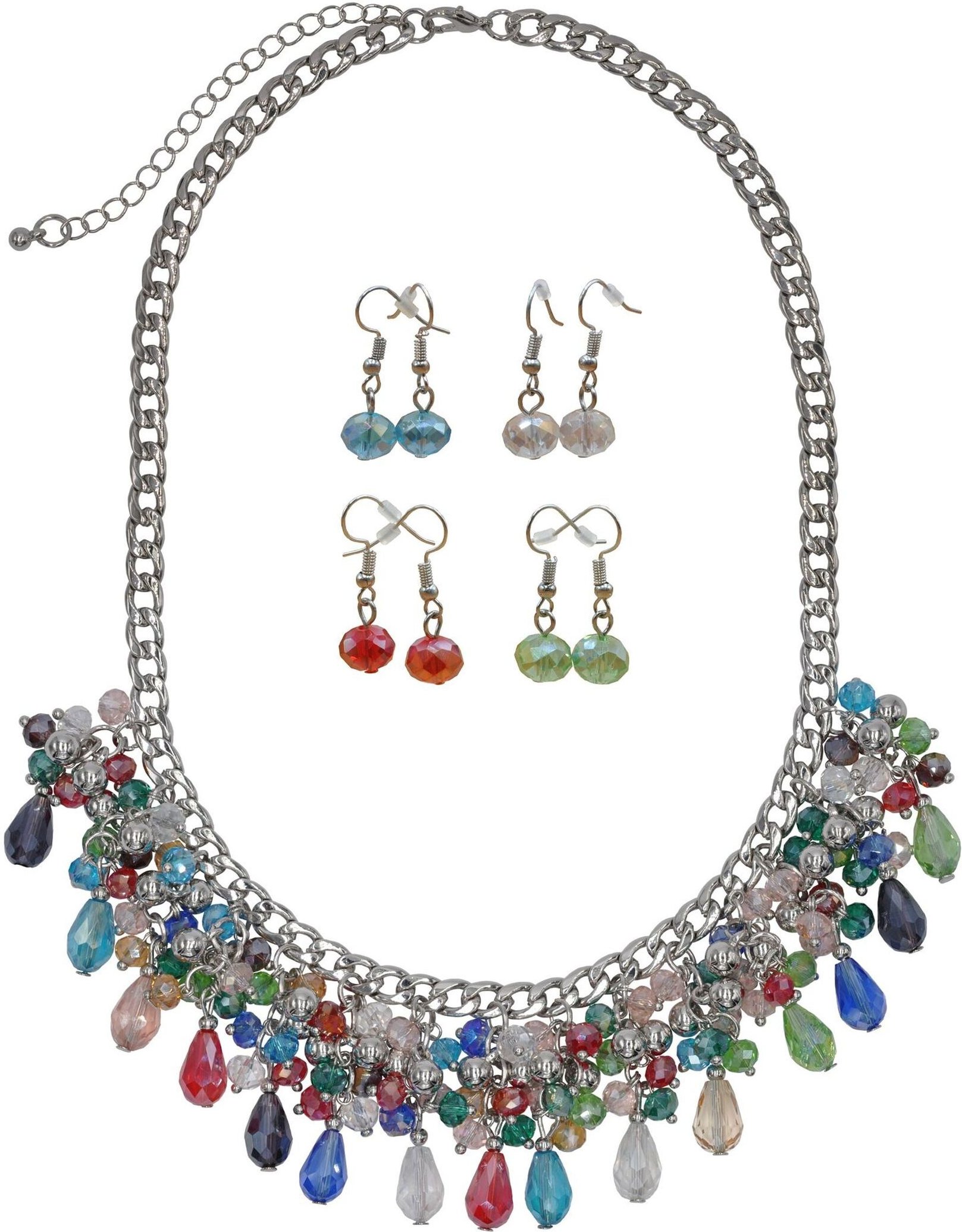 Kette Glänzend 52 Glasstein mehrfarbig